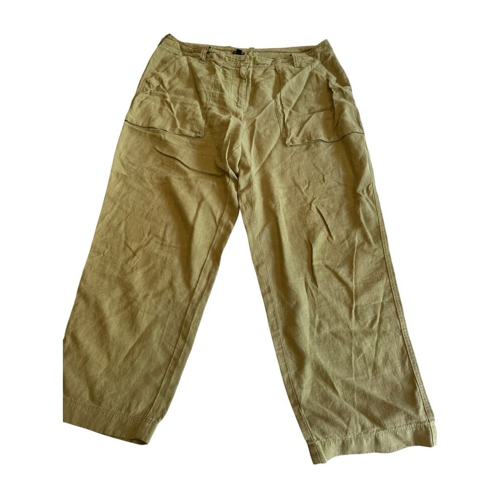 J.Crew Tan Linen-Tencel High Rise Wide Leg Cargo Pants 14 Coastal Quiet Luxury - Picture 2 of 14